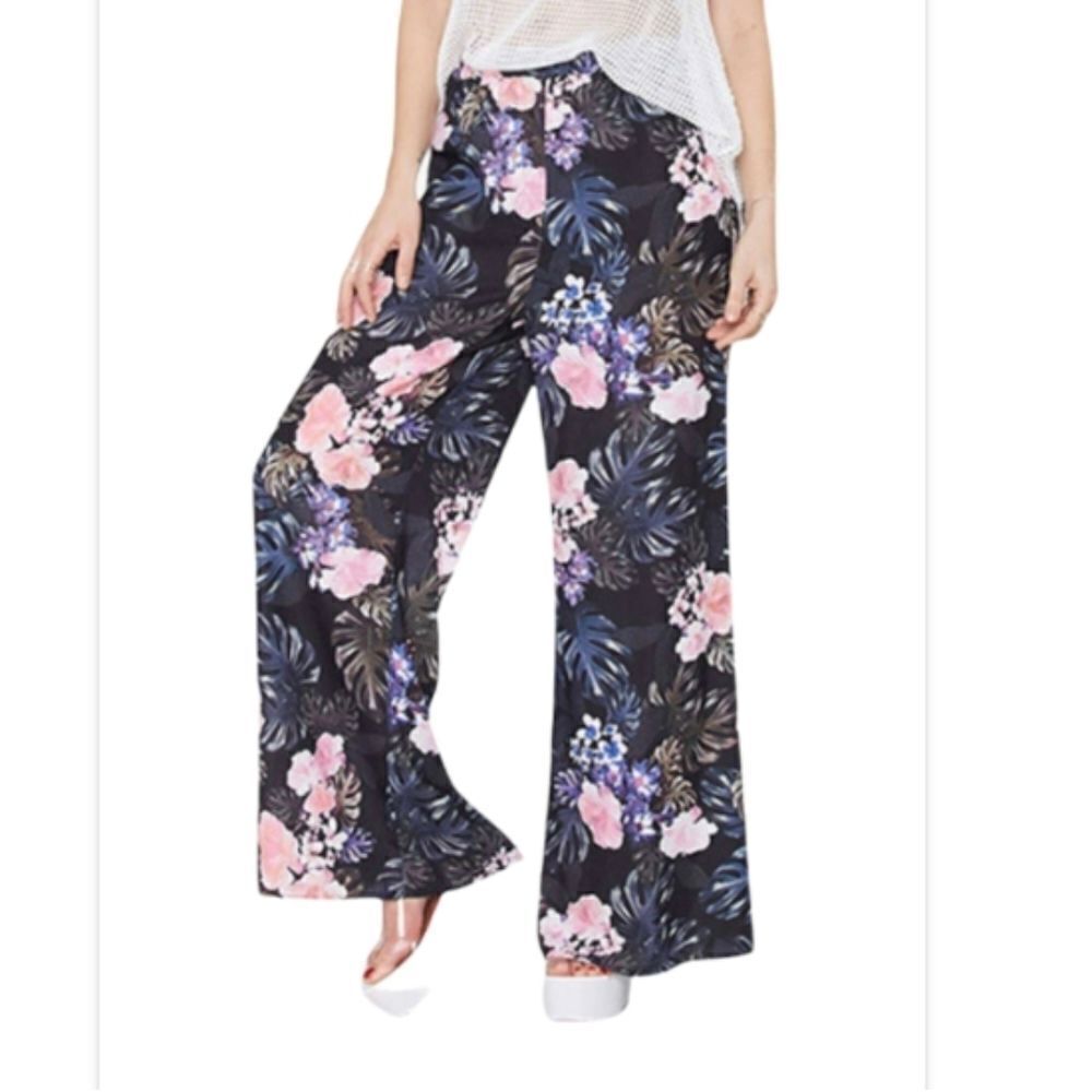 The FIFTH tropical floral print wide leg pants size Large @i